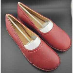 LANDS END Pebbled Red Leather BALLET Slip-On Flats Shoes Wm 10B #93167
